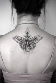pont tövis stílusú fekete pillangó geometriai ékszer tetoválás minta