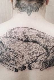 modello di tatuaggio cervo addormentato linea nera posteriore