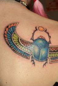 zpět zábava barevné kmenové scarab tetování vzor