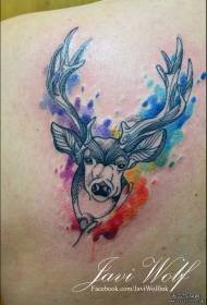 kembali warna percikan tinta pola tato rusa