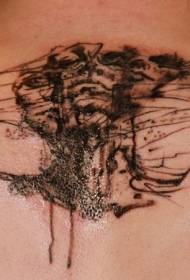 back horror style crno čudovište lice tetovaža uzorak