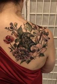 flor tatuagem menina volta flor tatuagem pássaro padrão