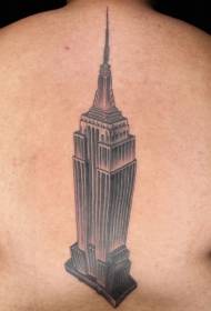 미국 엠파이어 스테이트 빌딩 뒷면 흑백 문신 패턴