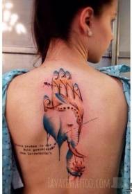 back color splash tinta mano elefante astratta tatuaggio mudellu