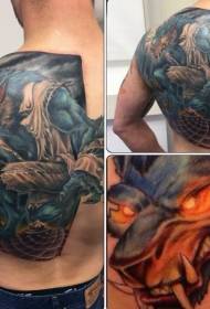 tounen abitan nan zòn ilistrasyon kolore byen ilistrasyon style dyab Wolf modèl tatoo