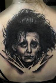 Volver estilo realista tijeras negras mano Edward retrato tatuaje patrón