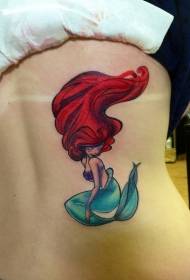 Patrón de tatuaje de sirena de color de dibujos animados frescos de nuevo