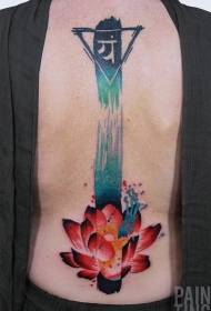 nazaj azijska tema barvni vzorec lotosa in tatoo znakov