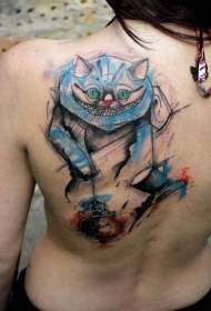 परत रंगीत मुसक्या आवळताना मांजरीचे टॅटू नमुना