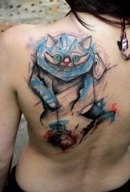 indietro Motivo tatuaggio gatto sorriso colorato colorato