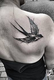 modello di tatuaggio rondine in stile penna-vernice posteriore