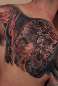 donna misteriosa colorata posteriore con il modello del tatuaggio del cranio del pianeta