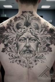 mbrapa njeri i zi i lashtë Portret me model tatuazhi me gjethe