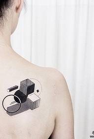 девојка леђа Тродимензионални геометријски убоди мали свежи узорак тетоважа