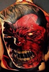 muguras ilustrācija stila krāsa ļauns sarkans milzu tetovējums modelis