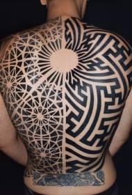 muguras ģeometriskais stils melns dažādi rotaslietas tetovējums modelis 73809-atpakaļ vienkārša melna līnija Indijas dievs tetovējums modelis