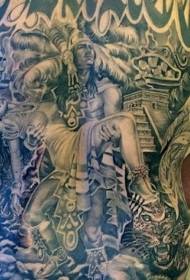 zurück Stammes-Schwarzweiss-Priester und Frauen verschiedene Tier-Tattoo-Designs