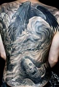Óstach Stíl Ar ais agus Patrún Tattoo Zombie