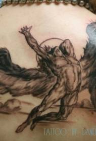 Takana musta ja harmaa tyyli putoamisesta Icarus tatuointi malli
