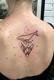 espalda geometría de picadura de ballena pequeño patrón de tatuaje fresco