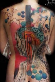 Indietro misteriose figure astratte colorate con vari ornamenti tatuaggi