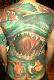 كاملة من أسماك القرش رسمت الرهيبة وتصاميم الوشم الغواص