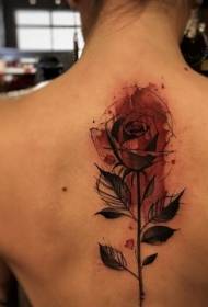 volver nueva escuela hermosa rosa roja tatuaje patrón