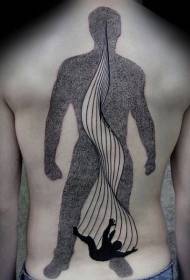 rug swart Spin-styl menslike silhoeët tatoeëerpatroon