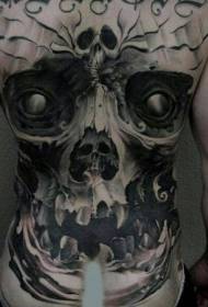 гръб реалистичен стил демон на черепа татуировка