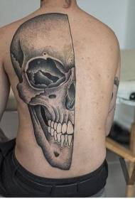 patrón de tatuaxe medio cráneo de estilo de espina traseira