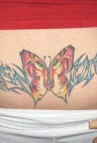 derék gyönyörű tigris mintás pillangó tetoválás minta