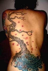 позадинско обојено дрво и цвет тетоважа узорак