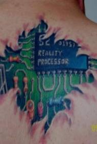 hátsó peeling mechanikus processzor színes tetoválás minta