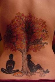 ظهر شجرة الخريف اللون واثنين من تصاميم الوشم صورة