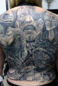 atpakaļ brīnišķīgi brīnišķīgi biedējoša briesmona tetovējuma modelis