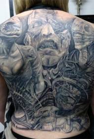 bumalik kamangha-manghang nakakatakot na pattern ng tattoo ng halimaw