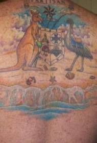 pola tato punggung burung unta dan kanguru