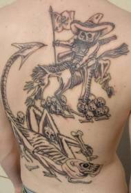 pattern sa tattoo sa likod nga denim skeleton