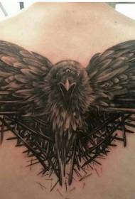 z powrotem unikalny wzór tatuażu wrony czarny fantasy