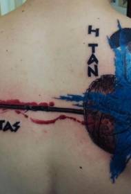 Zurück Spartan Schild mit Helm Farbe Splash Ink Tattoo-Muster