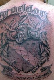 totem stemma familiare posteriore con motivo a tatuaggio di carattere