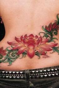 taille prachtige kleurige lotus wijnstok tattoo patroan