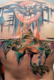 back big colorful Big Turtle Tattoo Pattern