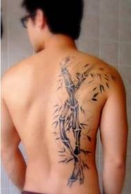 patrón de tatuaje de bambú de espalda masculina