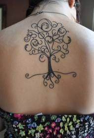 Volver simple línea negra patrón de tatuaje de árbol de vid