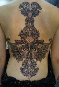 ti fi tounen bèl bagay floral dantèl nwa modèl tatoo gri