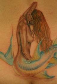 qadd sabiħ b'mudell tat-tatwaġġ tal-kulur mermaid