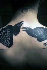 Nyuma Nyeusi na Nyeupe Raven Tattoo Mfano 74755 - Mashua ya kushangaza ya Nyeusi na Nyeupe ya Meli na squid na muundo wa tattoo wa Taa