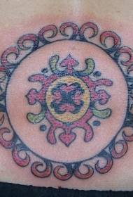 腰部彩色的部落圆形花卉与图腾纹身图案