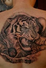 hrbtni močan tiger tatoo vzorec